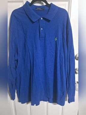 Polo by Ralph Lauren Long-Sleeve Polo in Royal Blue with Green Pony 3XL Tall